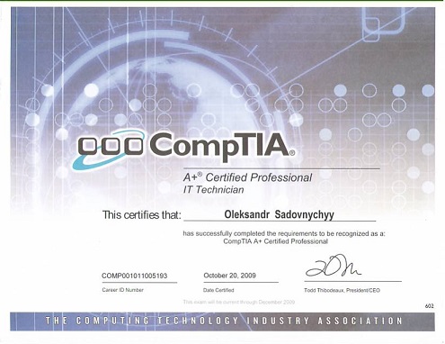 Certificate CompTIA